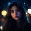 用户夜猫子小雨头像，女性，夜间灯光柔和氛围
