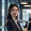 UX设计专家李晓薇女士侧面照，明亮办公室环境，亲切专业
